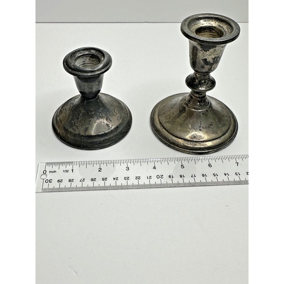 Gorham Towle Sterling Silver candlesticks Set 2 Weighted Patina As Shown 462 g main image 1